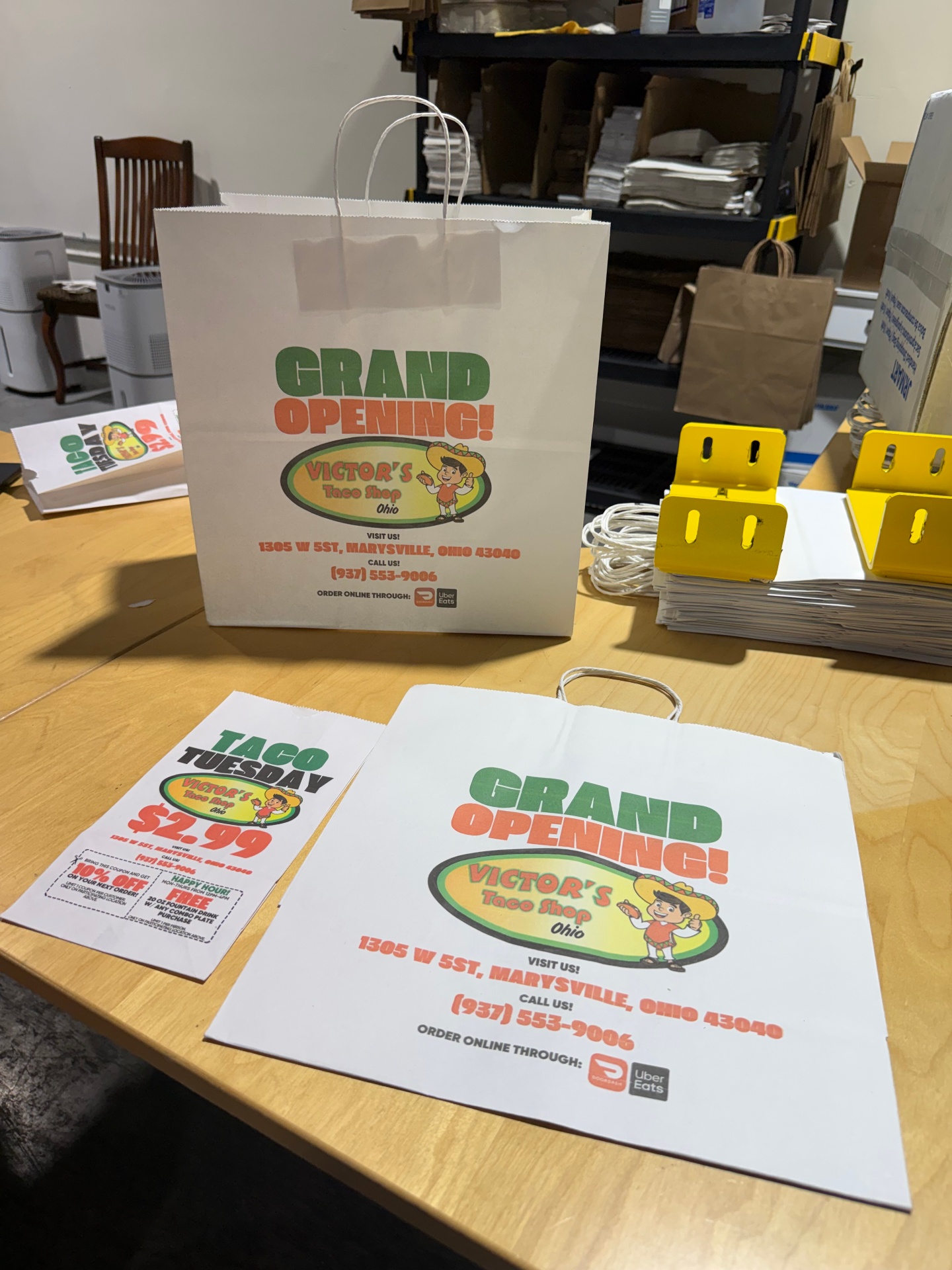 Victor's Taco Shop — Grand Opening Takeout Bags