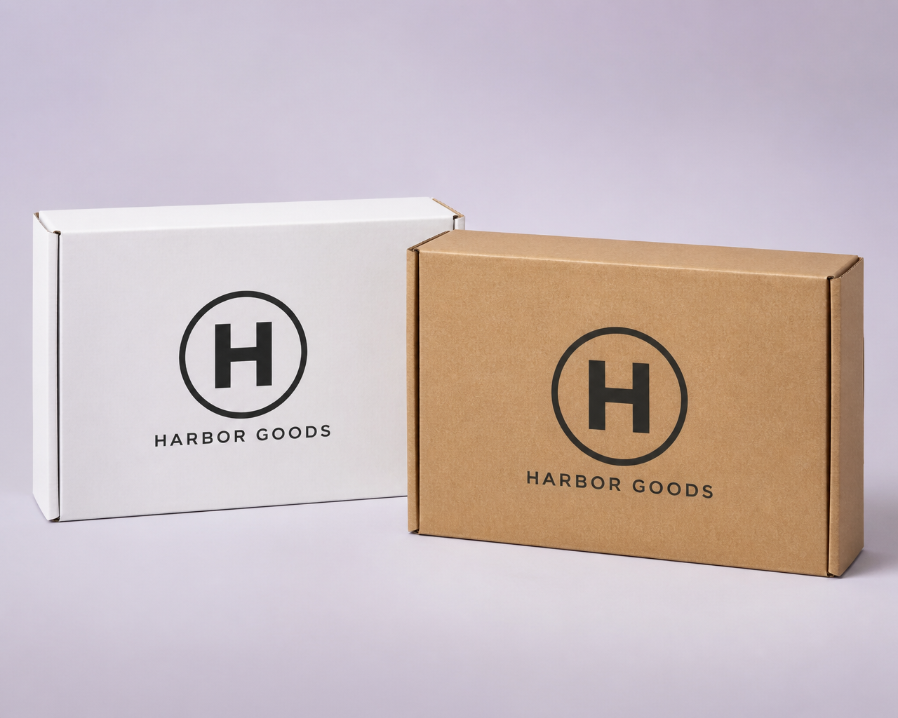 White box and kraft box custom printed with a retail brand logo