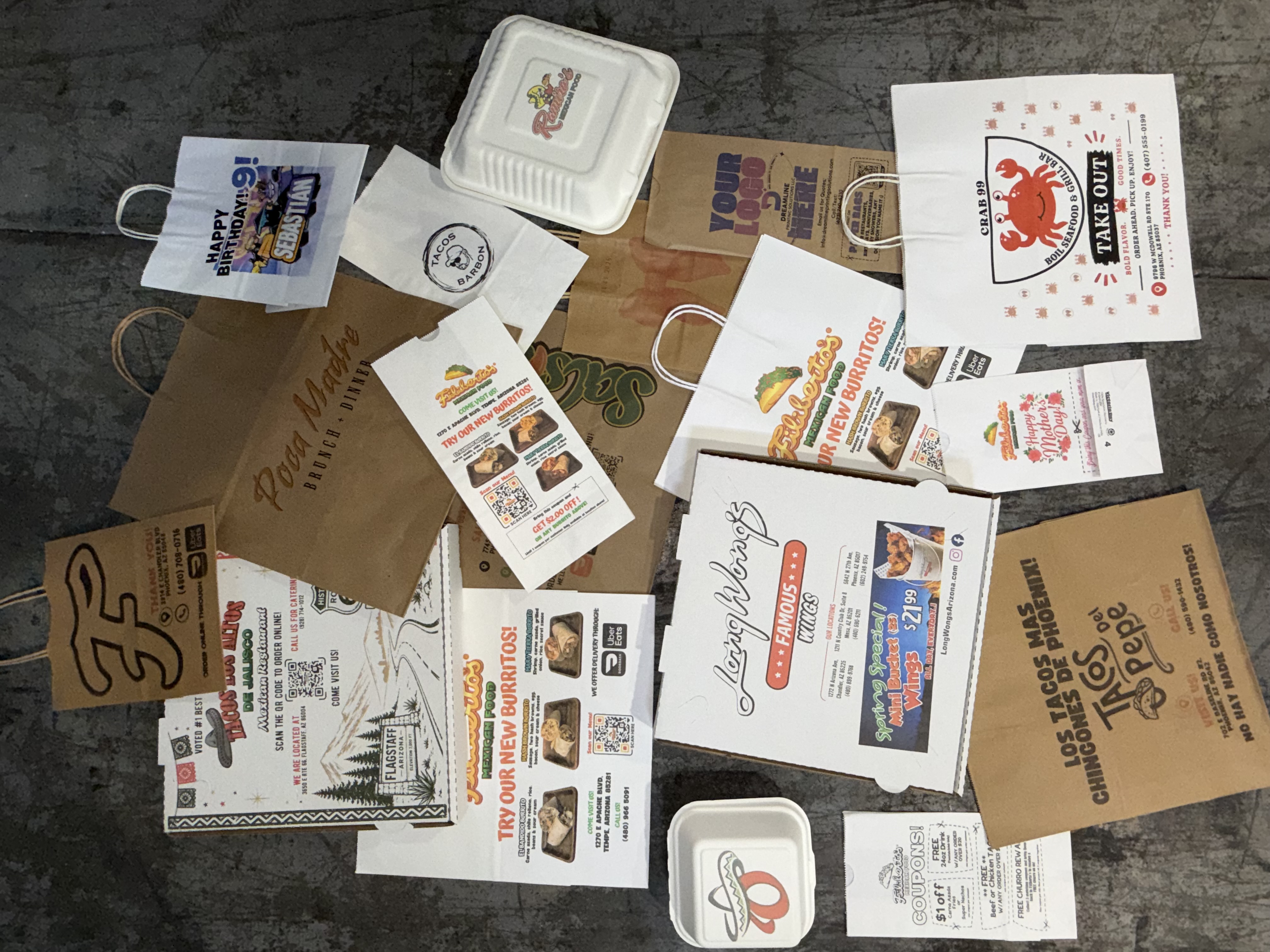 Custom artwork printed on a paper bag