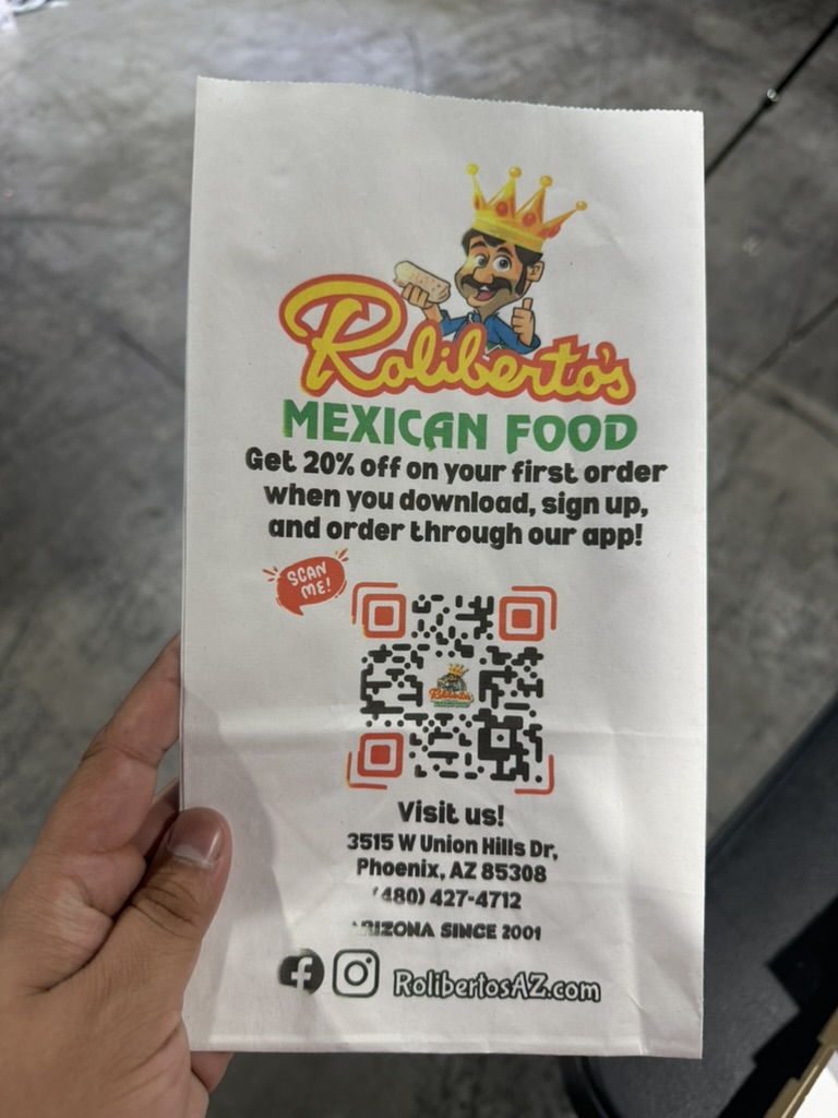 Roliberto's Mexican Food — App Promotion Takeout Bags
