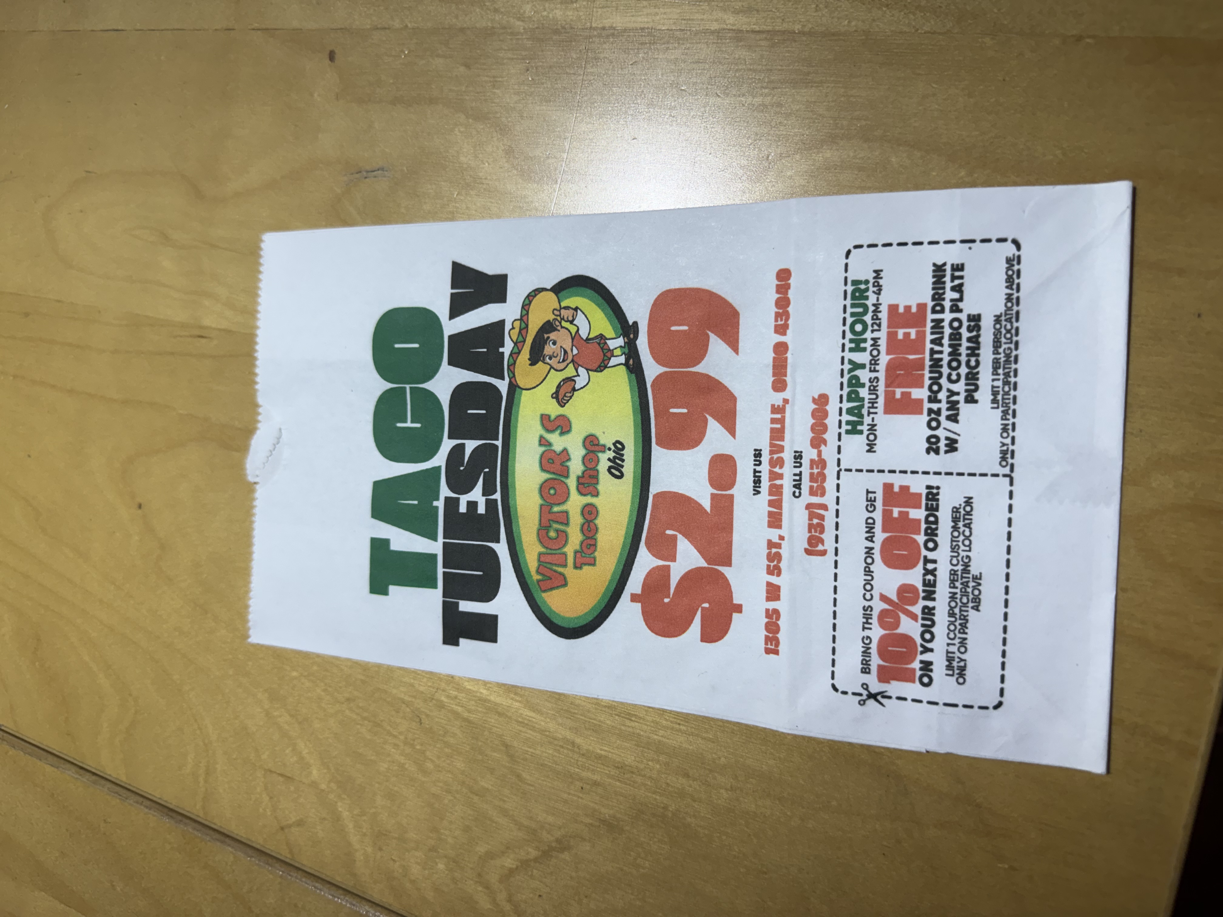 Victor's Taco Shop — Grand Opening Takeout Bags