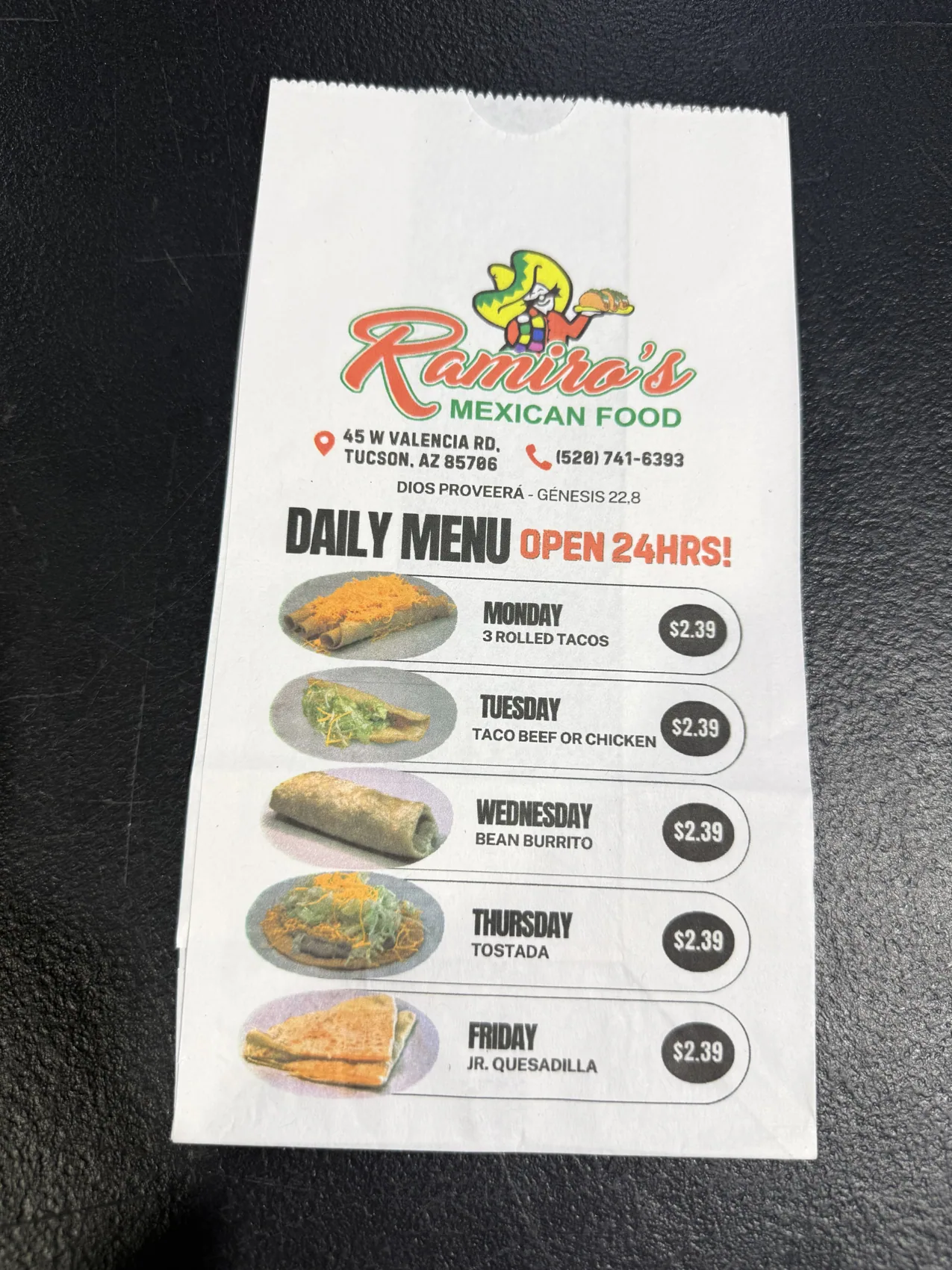 Custom printed paper bag prototype produced for a local business