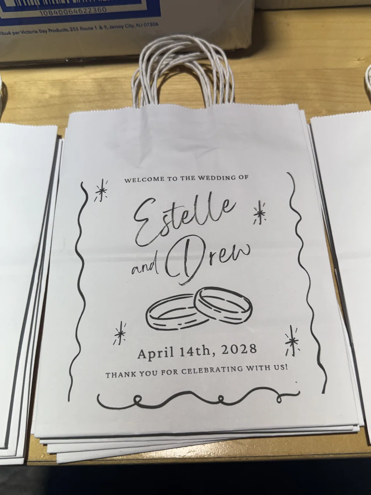 Personalized printed welcome bag for a wedding